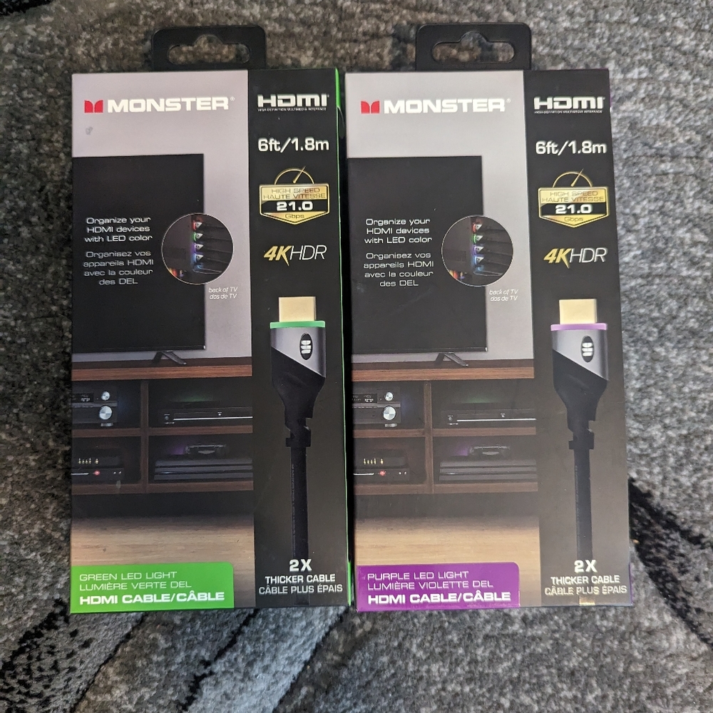 Monster HDMI cable 6 ft NEW with LED lights